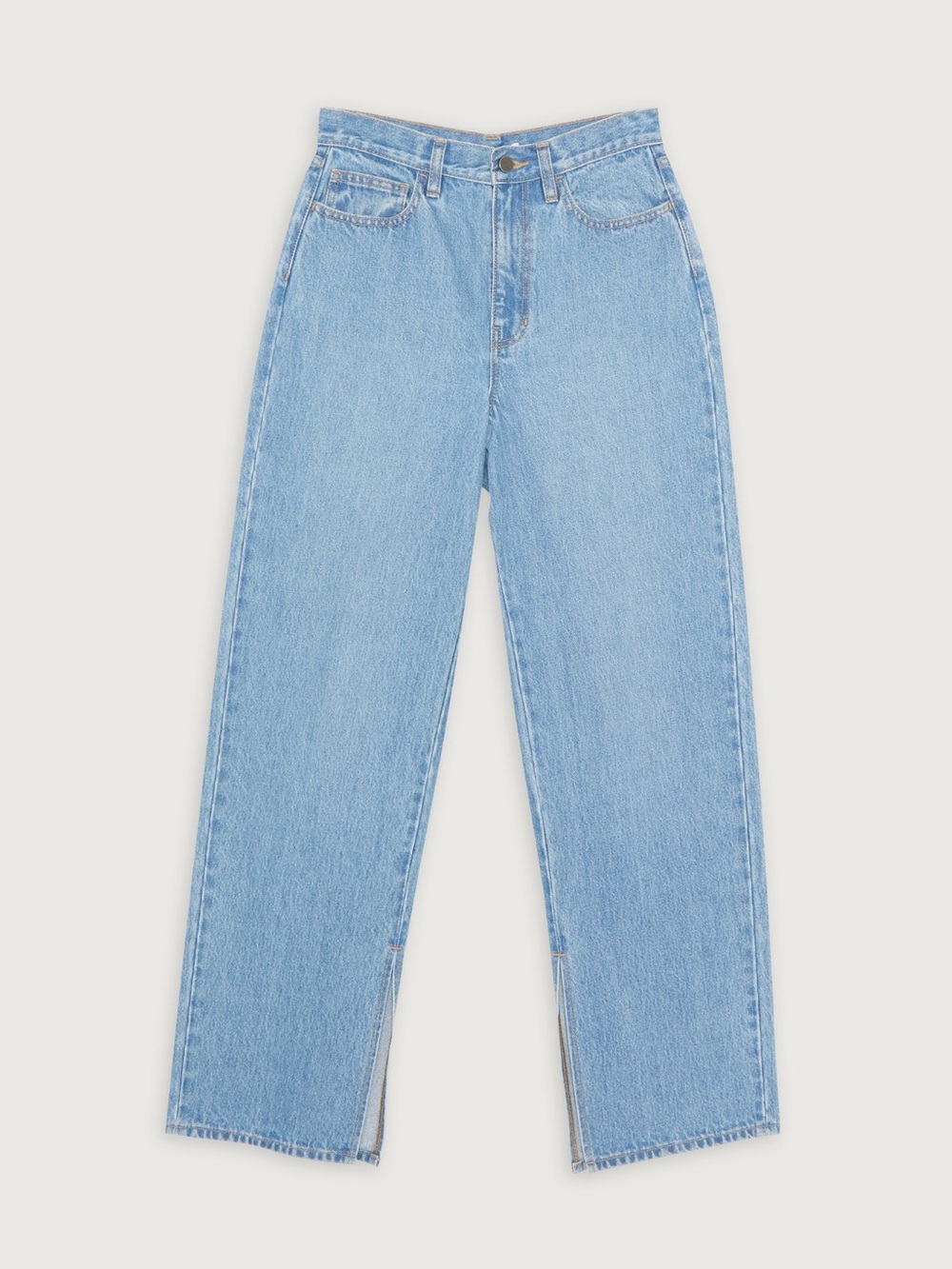 OAK + FORT Split Hem Straight Leg Jeans | Size 26 | High Rise | Organic Cotton